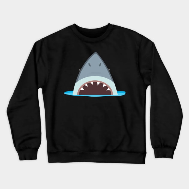 Shark Face For Funny And Humor People Funny Shark Jaws Crewneck Sweatshirt by mangobanana